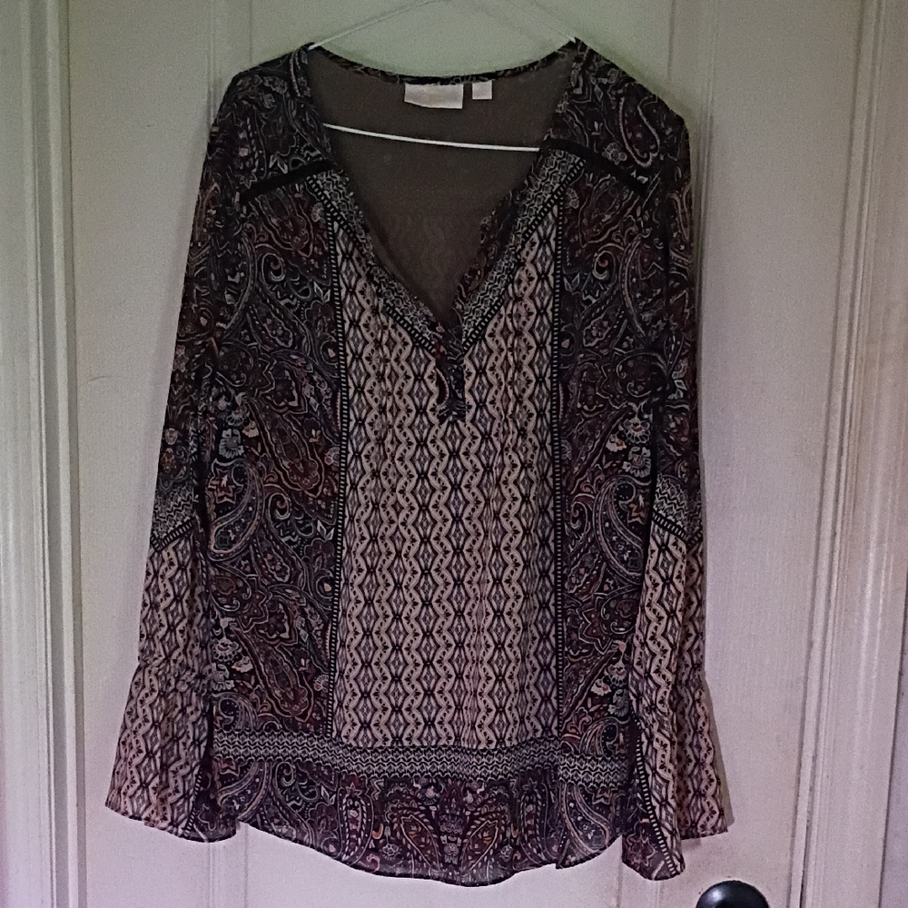 Belle by Kim Gravel Multicolor Paisley Blouse
